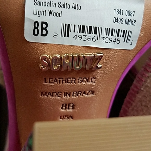 Schutz sandals, 4" floral silk heel. - Picture 5 of 8